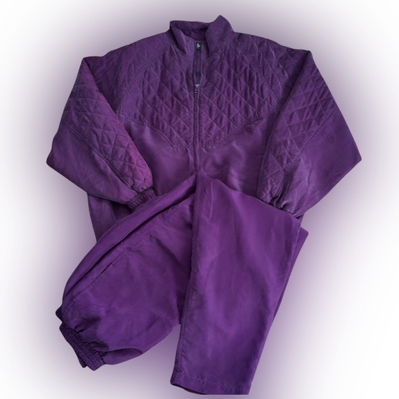 Women’s Vintage 2pc Purple Hunt Club 80s Tracksuit Size Large - Picture 1 of 13